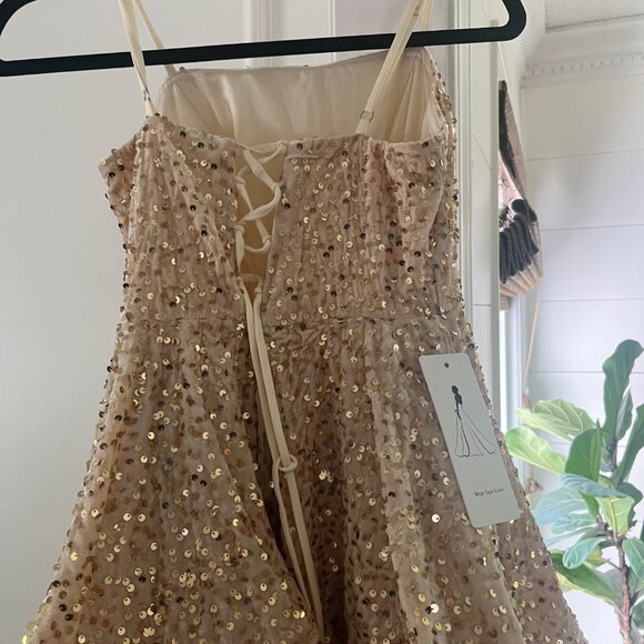NWT Gold Sequin Homecoming Dress - Picture 3 of 3